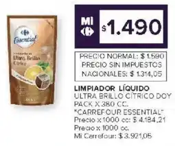 Carrefour Carrefour essentia limpiador líquido ultra brillo cítrico doy pack oferta