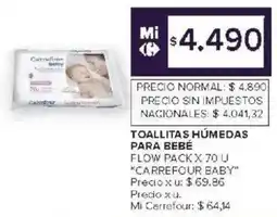 Carrefour Carrefour baby toallitas húmedas para bebé flow pack oferta