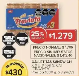 Carrefour Traviata galletitas sandwich oferta