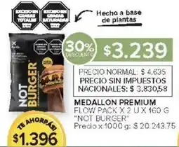 Carrefour Not burger medallon premium flow pack oferta