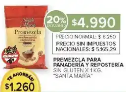 Carrefour Santa maría premezcla para panadería y repostería sin gluten oferta