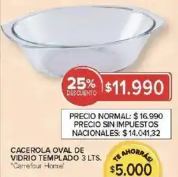 Carrefour Carrefour home cacerola oval de vidrio templado oferta