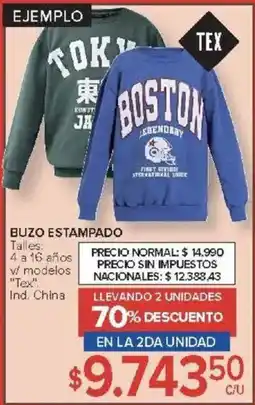 Carrefour Tex buzo estampado oferta