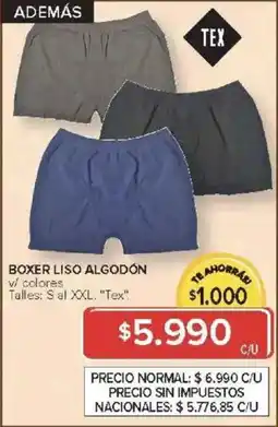 Carrefour Tex boxer liso algodón v/ colores oferta