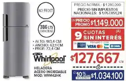 Carrefour Whirlpool heladera acero inoxidable oferta