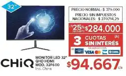 Carrefour Chiq monitor led 32" oferta