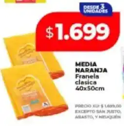 Supermayorista Vital Media naranja franela clasica oferta