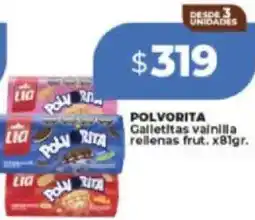 Supermayorista Vital Polvorita galletitas vainilla rellenas frut. oferta