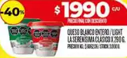 Supermercados DIA La serenisima queso blanco entero/light clasico oferta