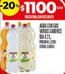 Supermercados DIA Dia agua con gas varios sabores oferta