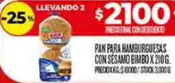 Supermercados DIA Bimbo pan para hamburguesas con sesamo oferta