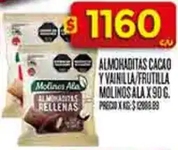Supermercados DIA Ala almohaditas cacao y vainilla/frutilla molinos oferta
