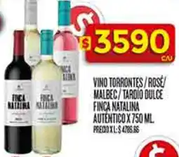 Supermercados DIA Vino torrontes/rose/ malbec/tardio dulce finca natalina autentico oferta