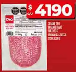 Supermercados DIA Dia salame tipo milán feteado oferta
