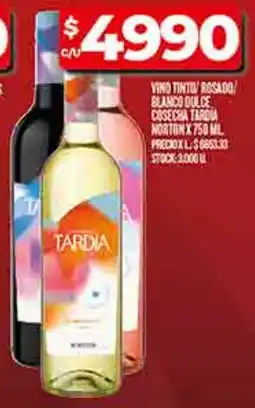 Supermercados DIA Tardia norton vino tinto rosado/ blanco dulce cosecha oferta