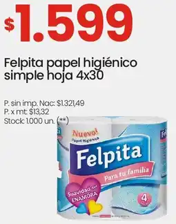 Changomas Felpita papel higiénico simple hoja oferta