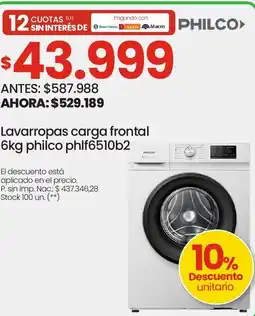 Changomas Philco lavarropas carga frontal oferta