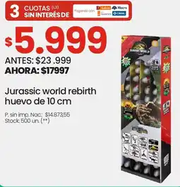 Changomas Jurassic world rebirth huevo oferta
