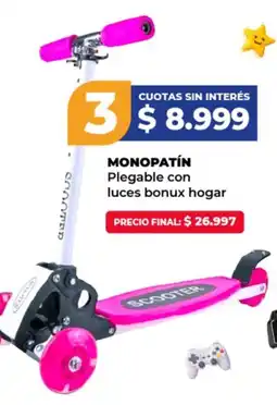 Supermayorista Vital Monopatín plegable con luces bonux hogar oferta