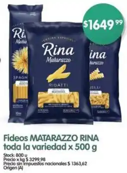 Supermercados Buenos Días Matarazzo rina fideos toda la variedad oferta