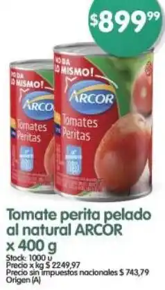 Supermercados Buenos Días Arcor tomate perita pelado al natural oferta