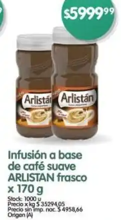 Supermercados Buenos Días Arlistan infusión a base de café suave frasco oferta