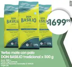 Supermercados Buenos Días Don basilio yerba mate con palo tradicional oferta