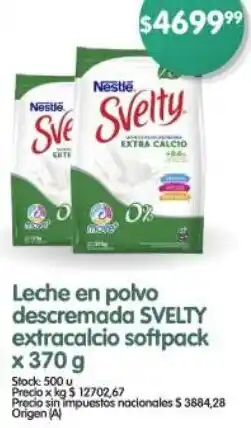 Supermercados Buenos Días Svelty leche en polvo descremada extracalcio softpack oferta