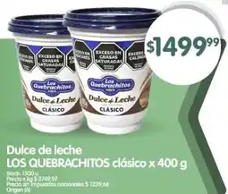 Supermercados Buenos Días Los quebrachitos dulce de leche clásico oferta