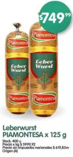 Supermercados Buenos Días Piamontesa leberwurst oferta