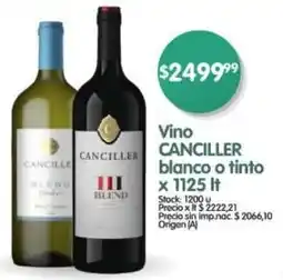 Supermercados Buenos Días Canciller vino blanco o tinto oferta