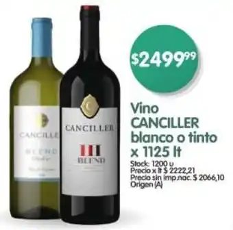 Supermercados Buenos Días Canciller vino blanco o tinto oferta