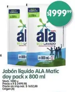 Supermercados Buenos Días Ala jabón líquido matic doy pack oferta