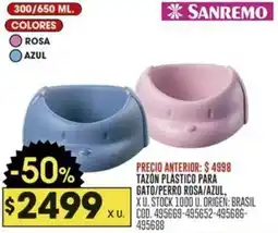 Coto Sanremo tazón plástico para gato/perro rosa/azul oferta