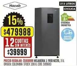 Coto Haceb heladera 1 frio n220 oferta