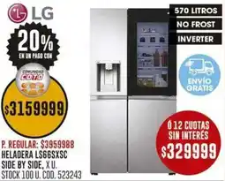 Coto Lg heladera side by side oferta