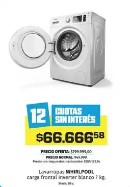 Hipermercado Libertad WHIRLPOOL Lavarropas carga frontal Inverter oferta