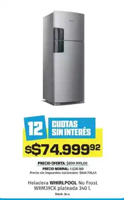 Hipermercado Libertad WHIRLPOOL Heladera No Frost oferta