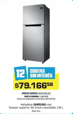Hipermercado Libertad SAMSUNG Heladera con freezer superior No Frost inoxidable oferta