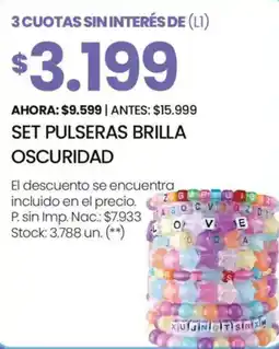 Changomas Set pulseras brilla oscuridad oferta