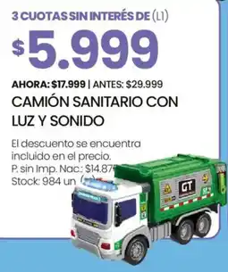Changomas Camión sanitario con luz y sonido oferta