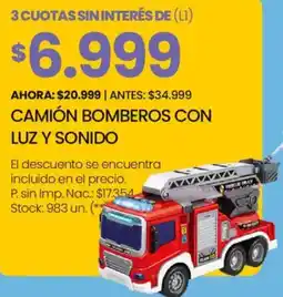 Changomas Camión bomberos con luz y sonido oferta