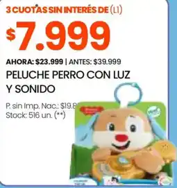 Changomas Peluche perro con luz y sonido oferta