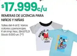 Changomas Remeras de licencia para niños y niñas oferta