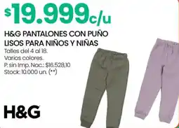Changomas H&G pantalones con puño lisos para niños y niñas oferta