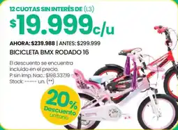 Changomas Bicicleta bmx rodado 16 oferta