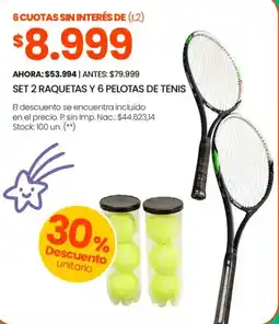 Changomas Set 2 raquetas y 6 pelotas de tenis oferta
