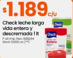 Changomas Check leche larga vida entera y descremada oferta