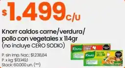Changomas Knorr caldos carne/verdura/ pollo con vegetales oferta