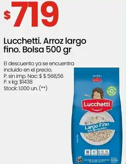 Changomas Lucchetti. arroz largo fino. bolsa oferta